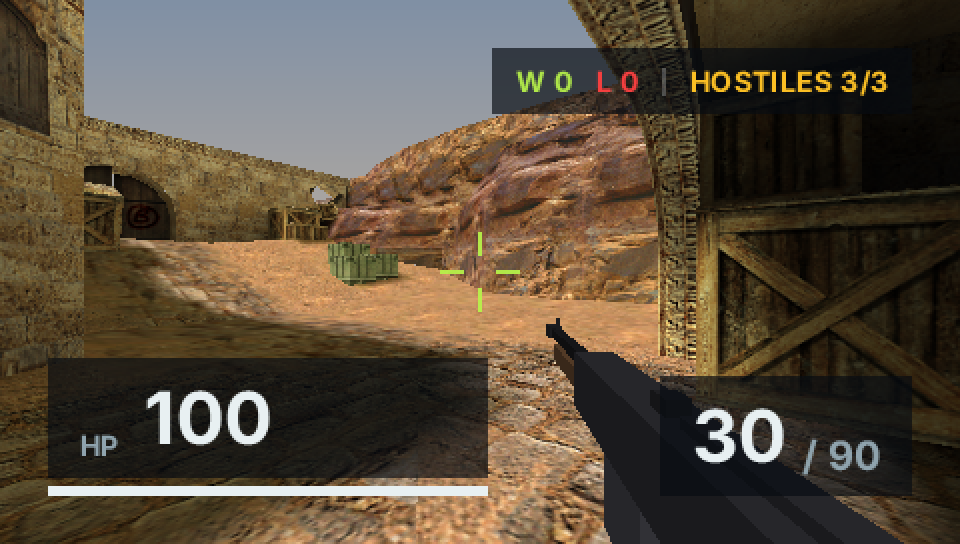 OpenStrike's Dust2 courtyard and game HUD, captured on PSP